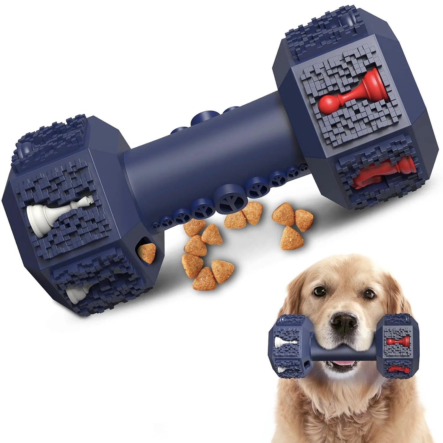 Dumbbell-Natural Rubber Dog Toy: Strong, Non-Toxic Chew Toy for