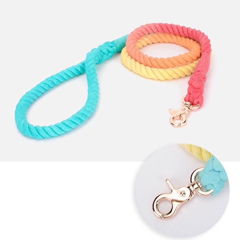 Hand Braided Colour Cotton Rope Leash - Paws Discovery
