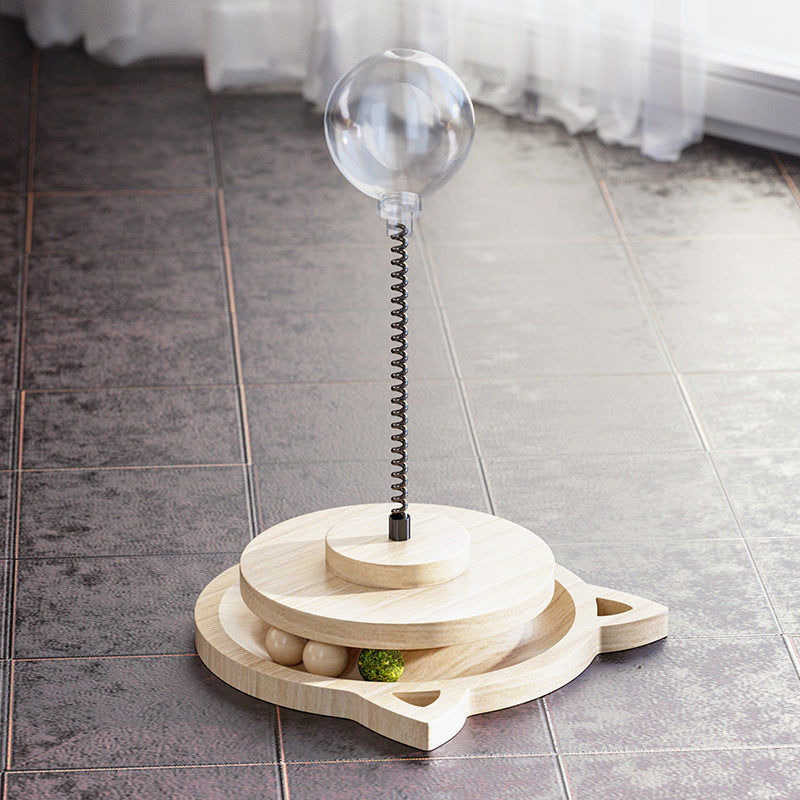 Solid Wood Turntable Food Leaking Pet Toy - Paws Discovery