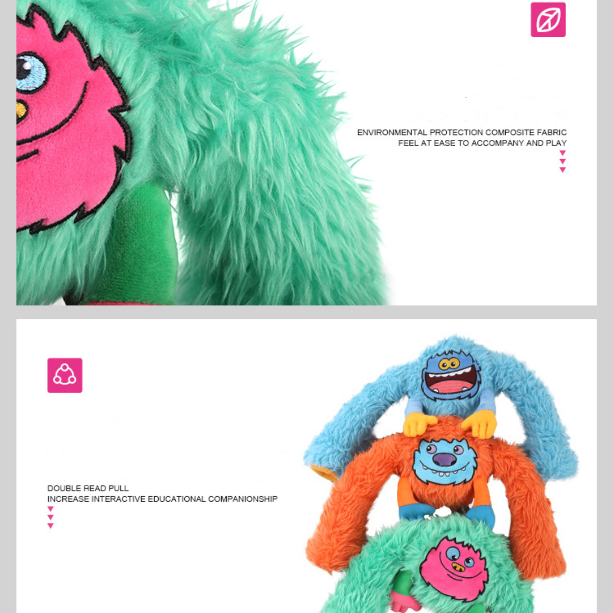 Fluffy Squeaker Monster Chew Toy - Paws Discovery