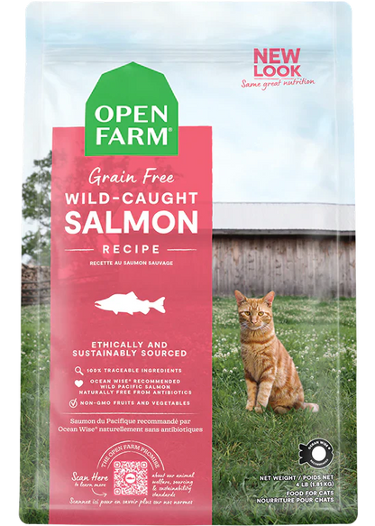 Open Farm Cat Kibble Wild-Caught Salmon Grain-Free 4 lb