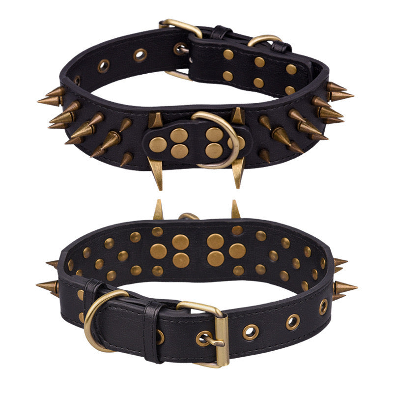 Gold spiked hot sale dog collar