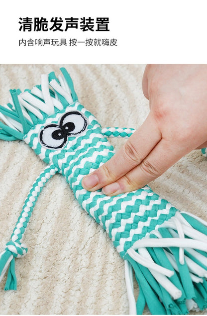 Squeaky Braid Toy For Dogs and Cats - Paws Discovery 