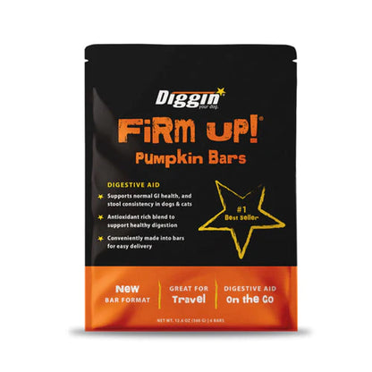 Diggin' Your Dog FiRM UP! Pumpkin Bars (6 Pack) Digestive Support - Paws Discovery 