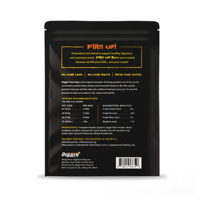 Diggin' Your Dog FiRM UP! Pumpkin Bars (6 Pack) Digestive Support - Paws Discovery 