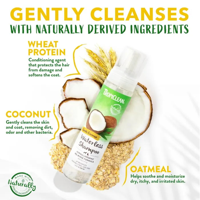 TropiClean Hypoallergenic Waterless Shampoo for Pets - Gentle Coconut