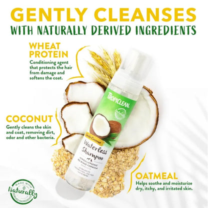 TropiClean Hypoallergenic Waterless Shampoo for Pets - Gentle Coconut
