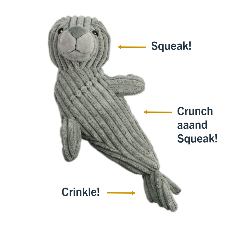 Plush Seal with Crunch Squeaker Toy 14" - Paws Discovery 