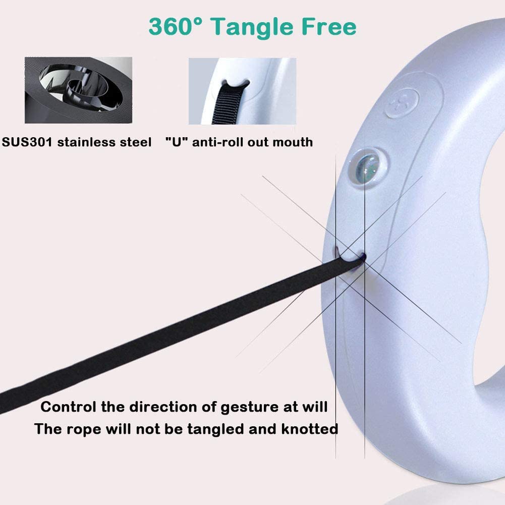 USB Charging Retractable Dog Leash with LED Light
