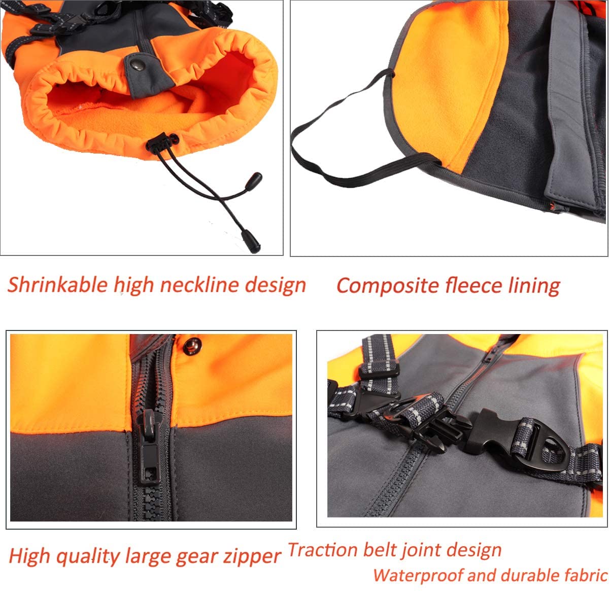 Cold Weather Jacket Water & Wind Resistance Harness with Zipper Closure