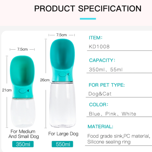 Wide Mouth Pet Travel Water Bottle