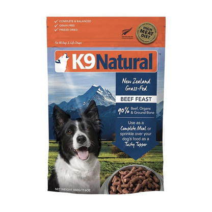 K9 Natural-Freeze Dried Beef Feast 500g Dog Food - Paws Discovery 