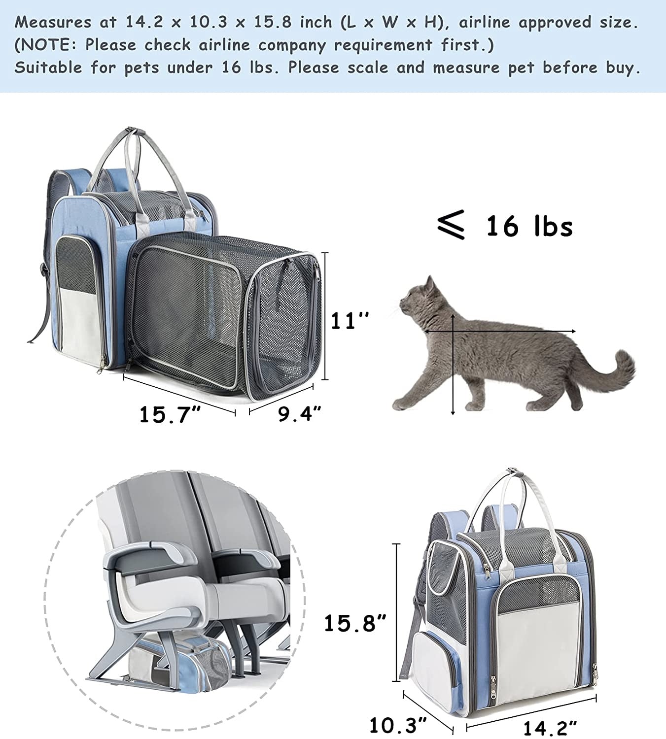 Expandable Cat Carrier Backpack
