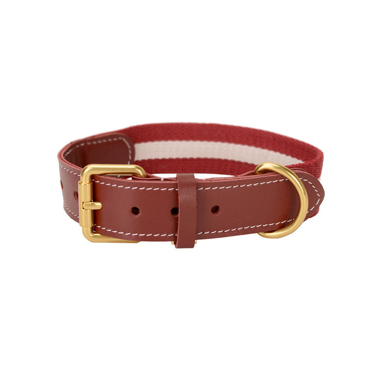 Cowhide Leather & Handmade Webbing Pet Collar