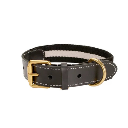 Cowhide Leather & Handmade Webbing Pet Collar - Paws Discovery 