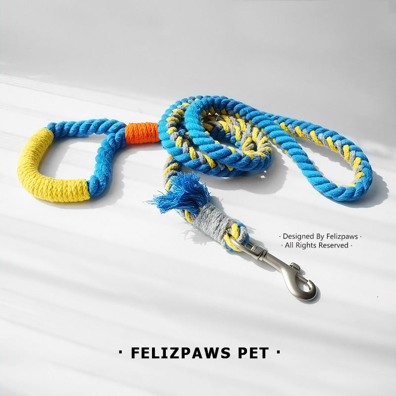 Hand Braided Colour Cotton Rope Leash