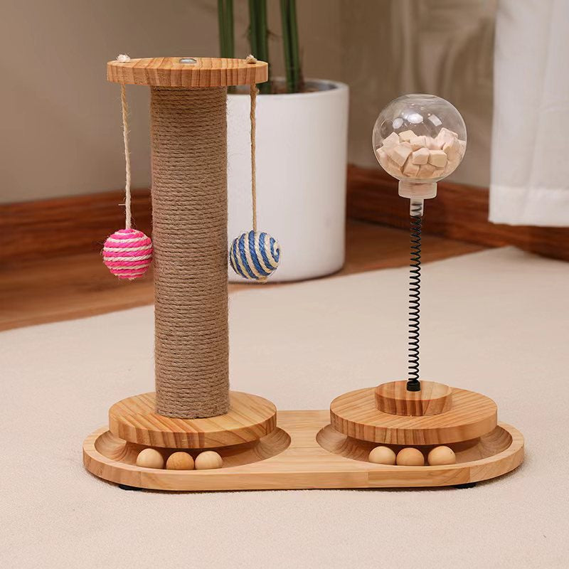 Solid Wood Turntable Food Leaking Pet Toy