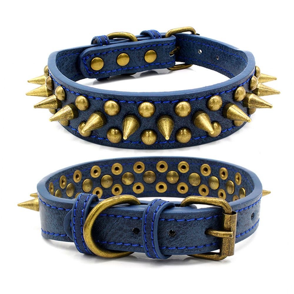 Black spiked dog collar best sale