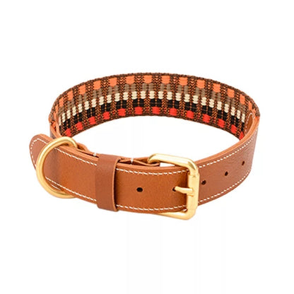 Cowhide Leather & Handmade Webbing Pet Collar - Paws Discovery 