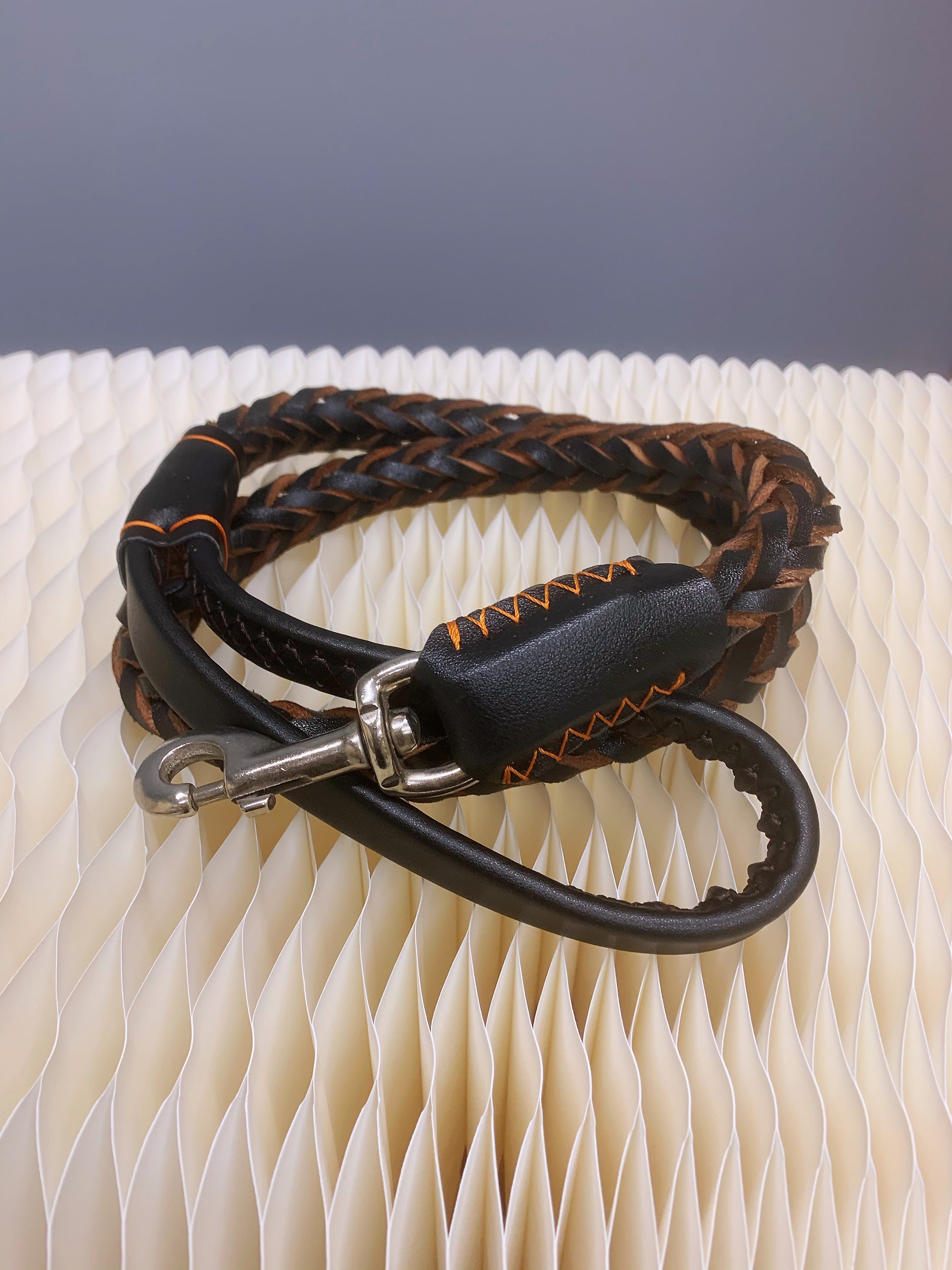 Braided leather outlet leash